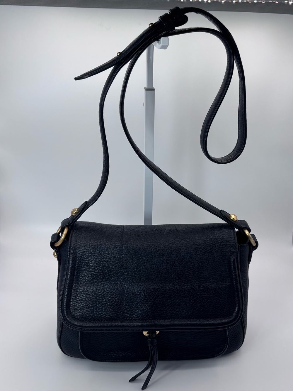 Annabel Ingall Australia | Tara Satchel | Black Pebble Leather w/ Gold Hardware